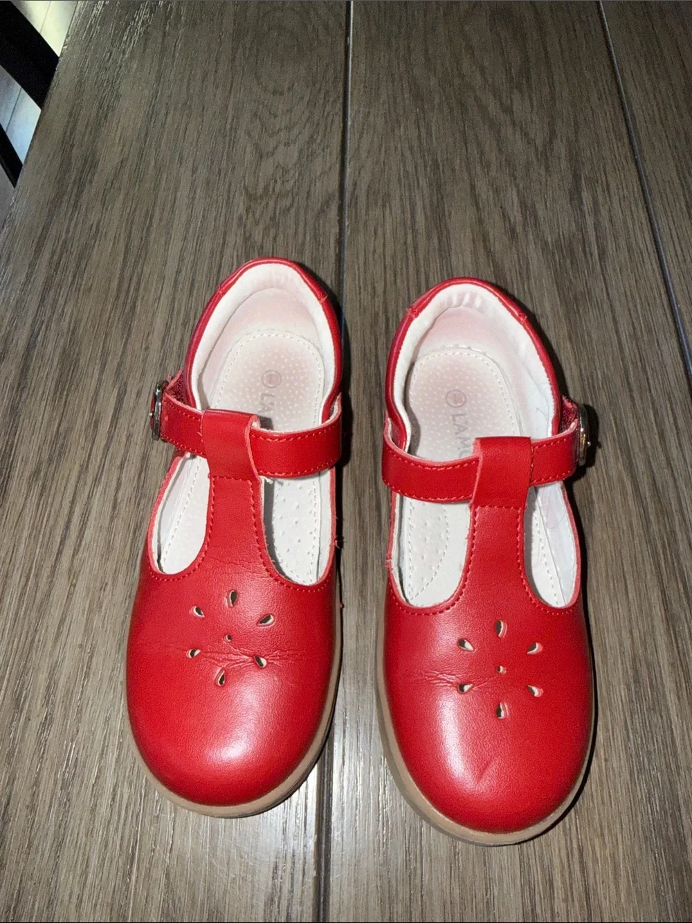 L'Amour Red Mary Jane T-Strap Girls' Dress Shoes